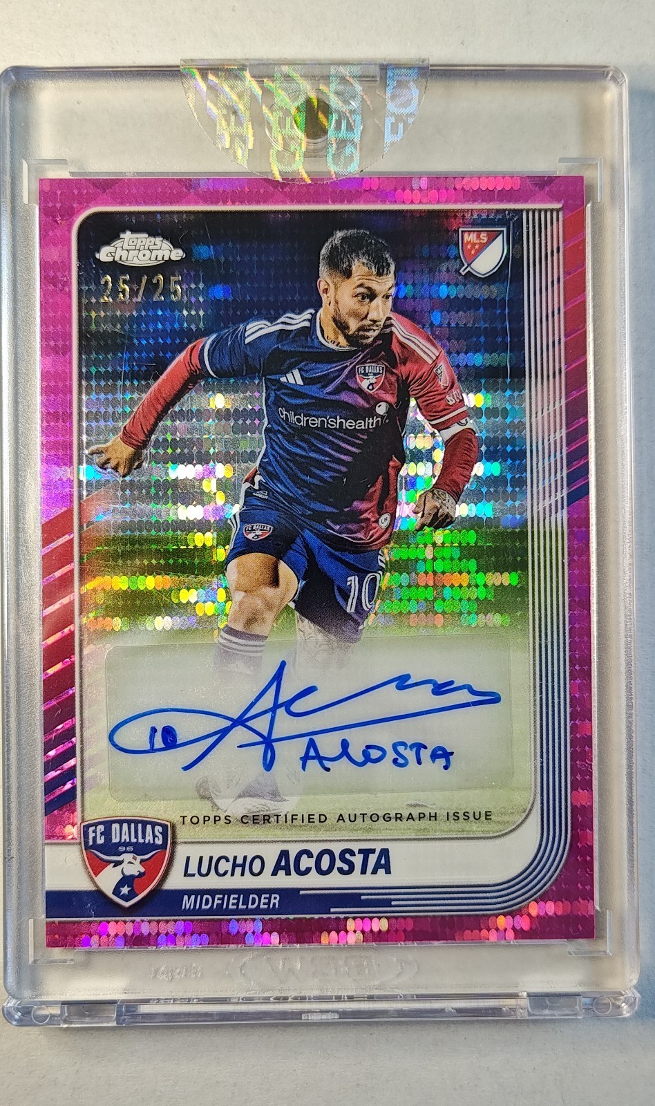 2025 Topps Chrome MLS Lucho Acosta Auto Pink Pulsar Refractor /25 #CA-LA Dallas