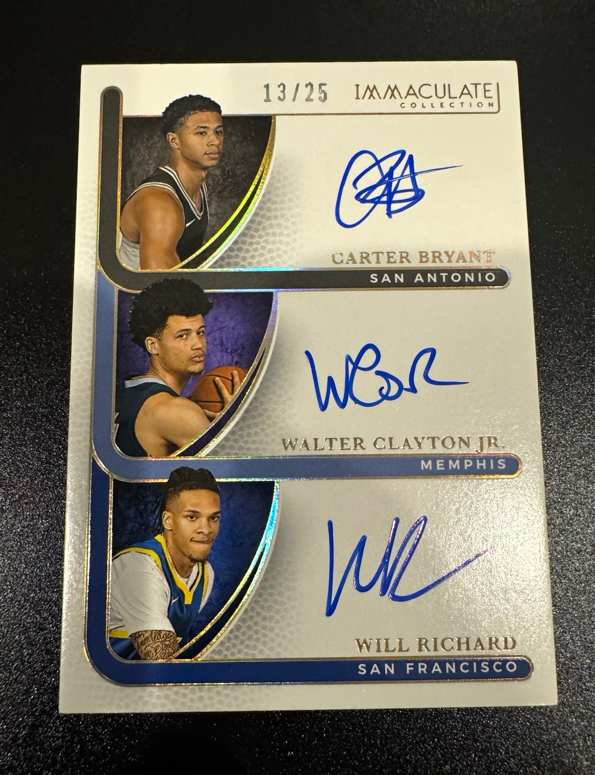 Panini 2025-26 Immac ON Card Triple Auto Bryant/Clayton Jr/Richard ITA-ARF /25 Panini 2025-26 Immac ON Card Triple Auto Bryant/Clayton Jr/Richard ITA-ARF /25