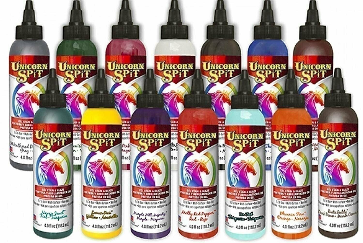 Unicorn SPiT Gel Stain & Glaze in One - 14 COMPLETE Paint Collection- 4oz -... Unicorn SPiT Gel Stain & Glaze in One - 14 COMPLETE Paint Collection- 4oz -...