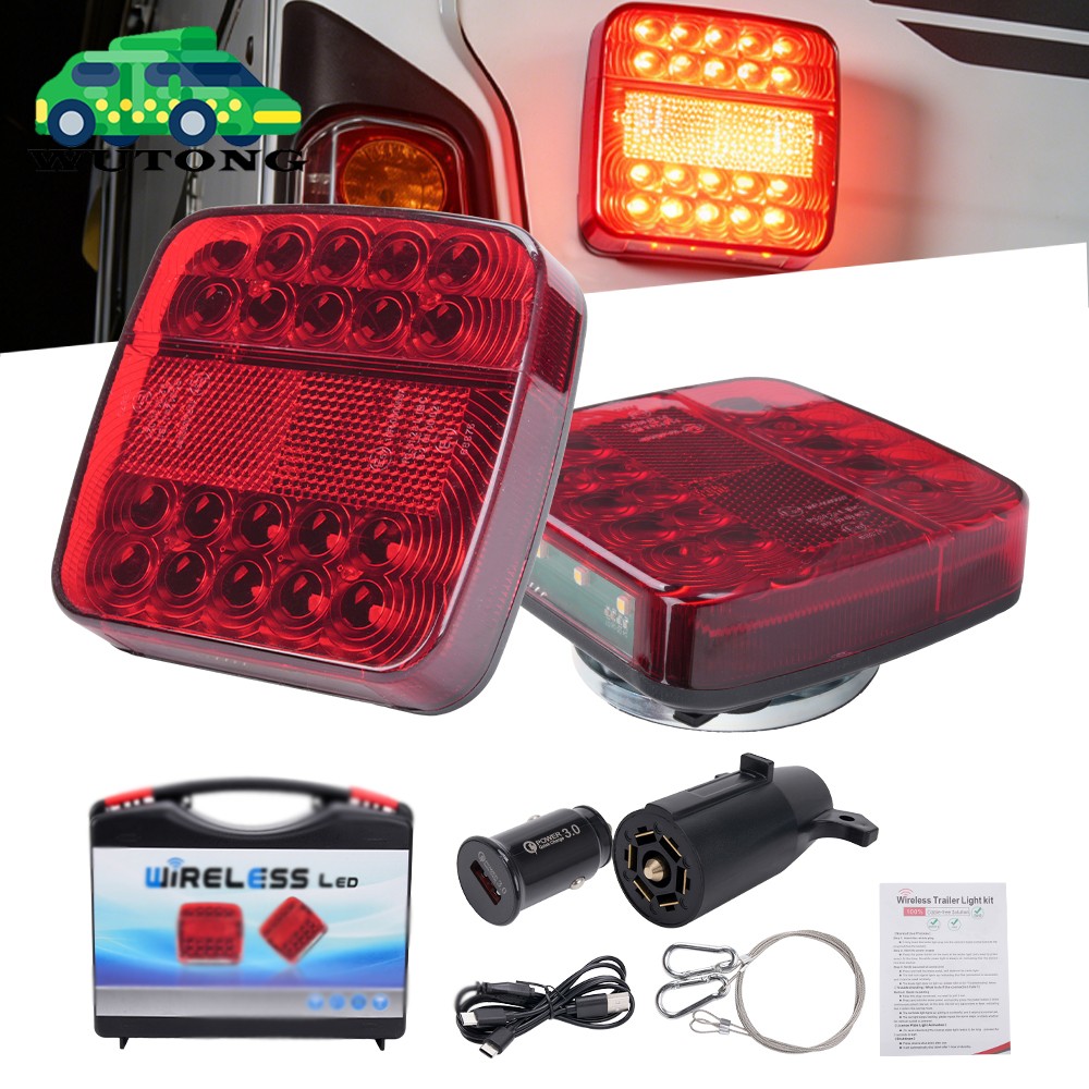 2x Wireless Magnetic Trailer Lights Rechargeable LED Tail Light Kit For Trailer