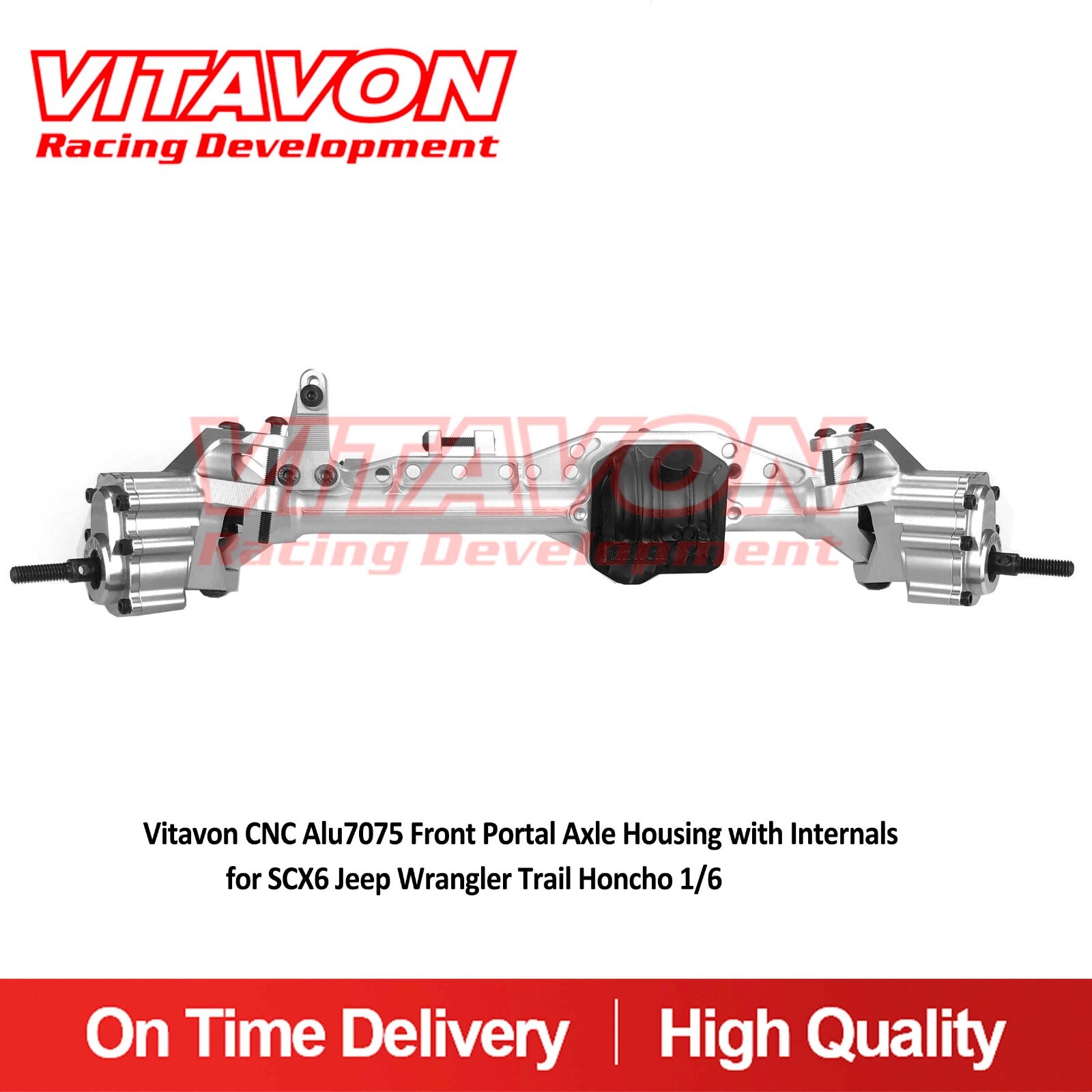 Vitavon CNC Alu#7075 Front Portal Axle Housing with Internals for SCX6 Silver