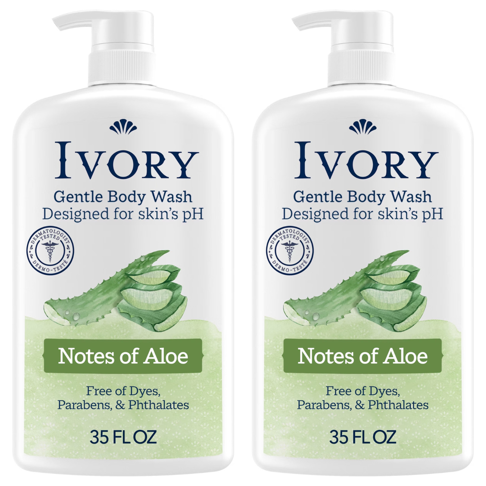 Ivory Body Wash Mild Gentle Aloe Scent 35 fl oz 2 Pack