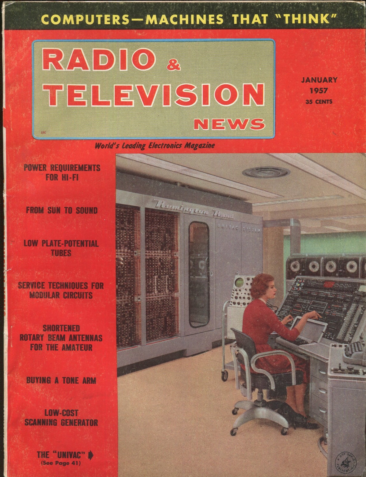 UNIVAC COMPUTER cover, \
