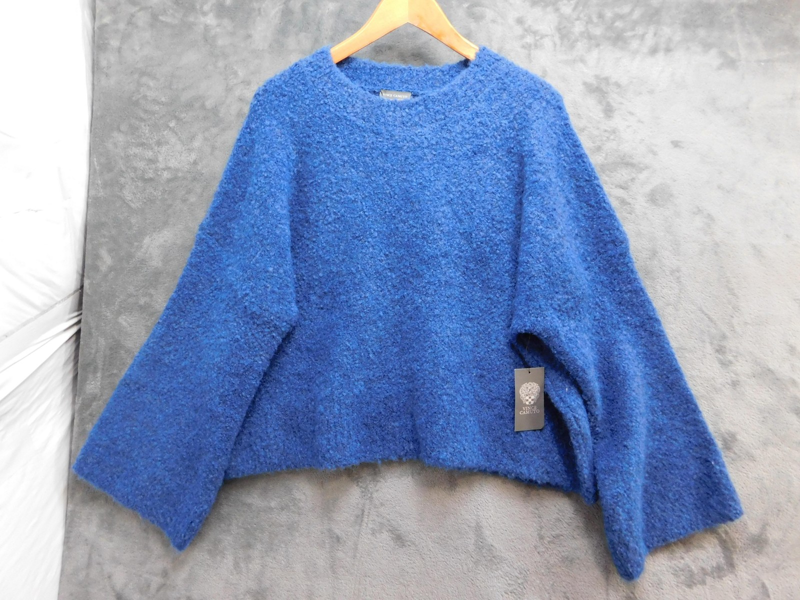 Vince Camuto Sweater Pullover Womens L Blue Crew Neck Long Sleeve Chunky-Knit