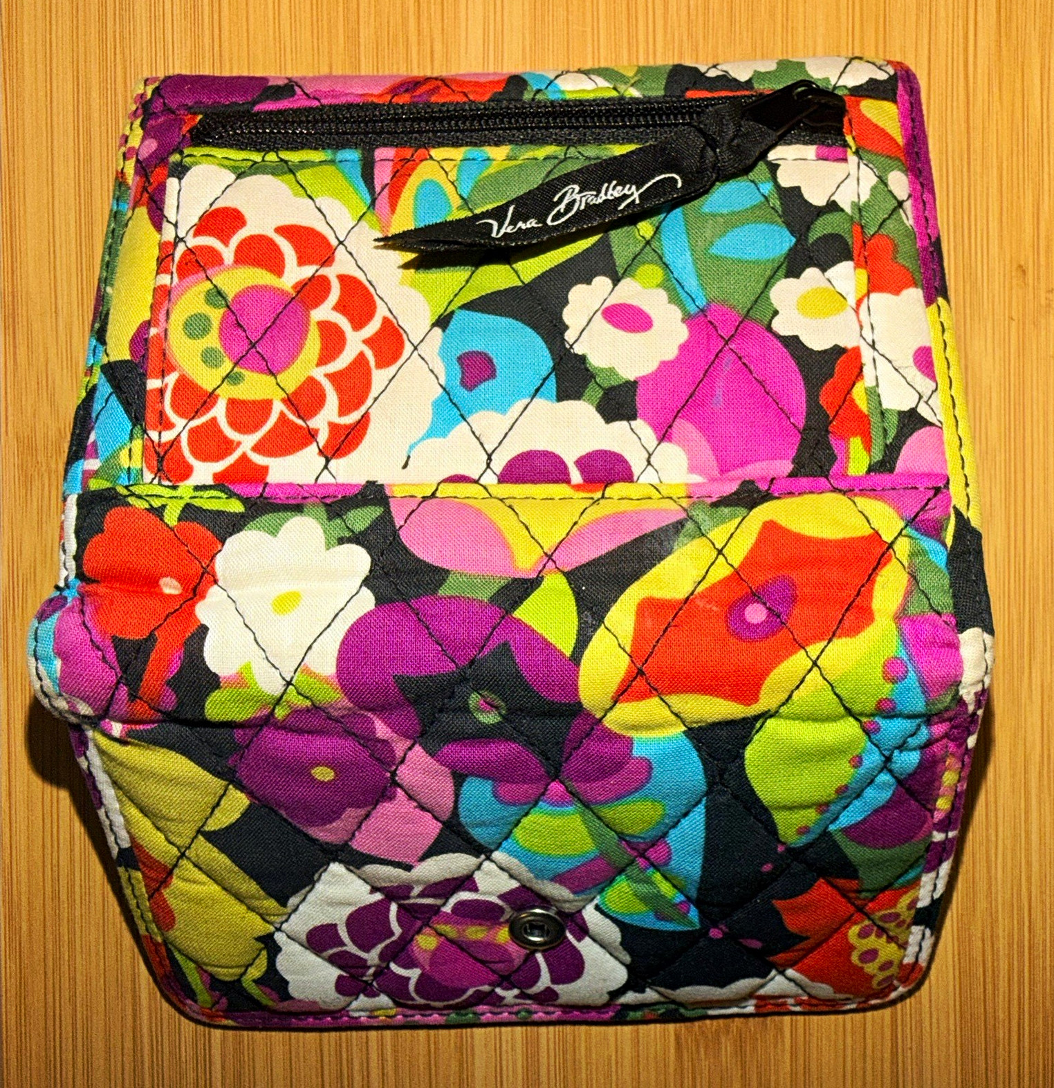 Vera Bradley Women’s Plum Crazy 2013 Quilted Tri Fold Wallet Zipper Credit Card