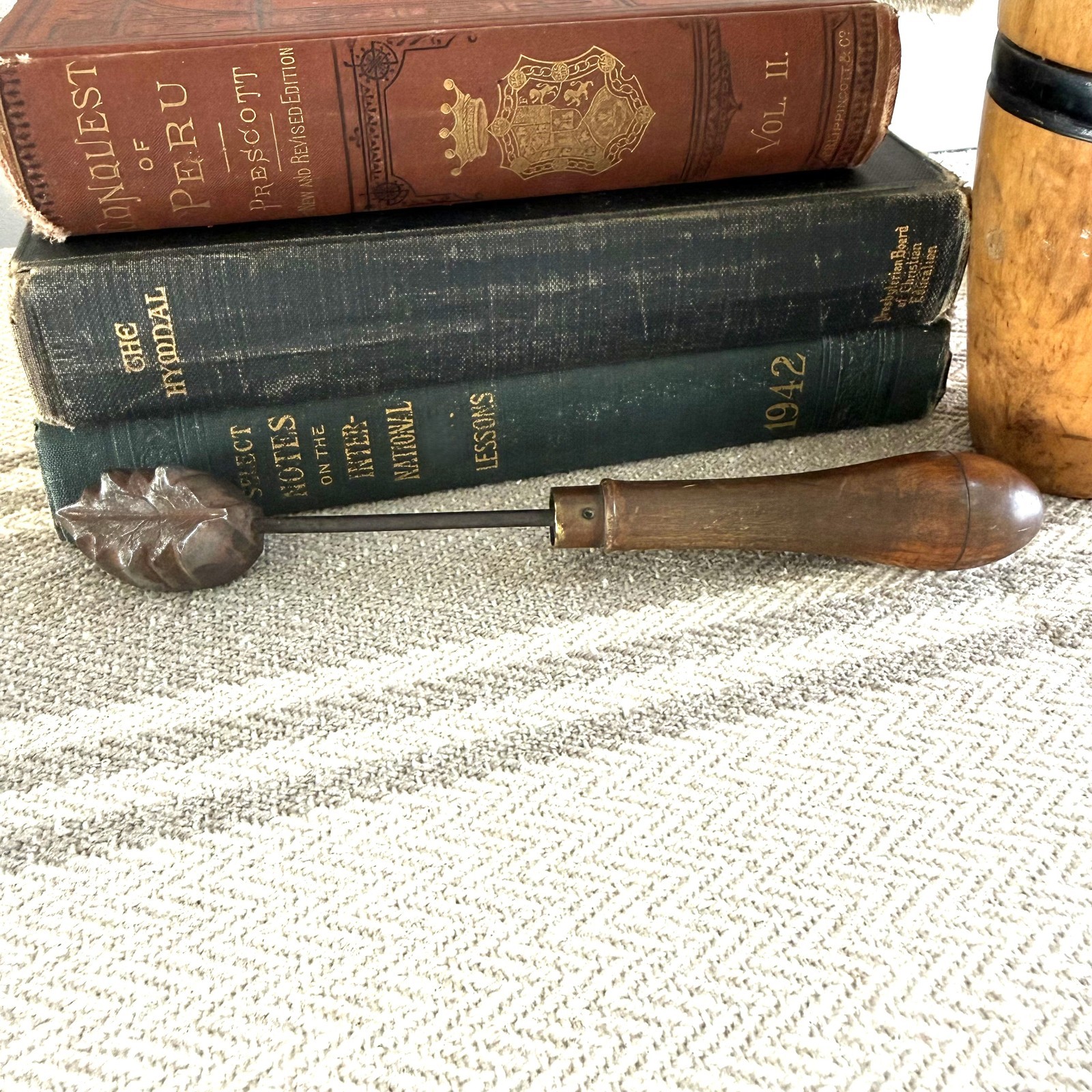 Antique Milliner's Flower Iron Leaf Veiner Millinery Hat Making Tool Wood Handle