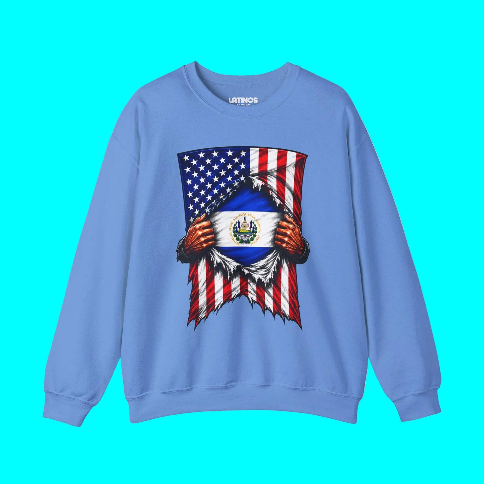 El Salvador Flag + USA Flag Heritage Crewneck Sweatshirt | Salvadorian + America El Salvador Flag + USA Flag Heritage Crewneck Sweatshirt | Salvadorian + America