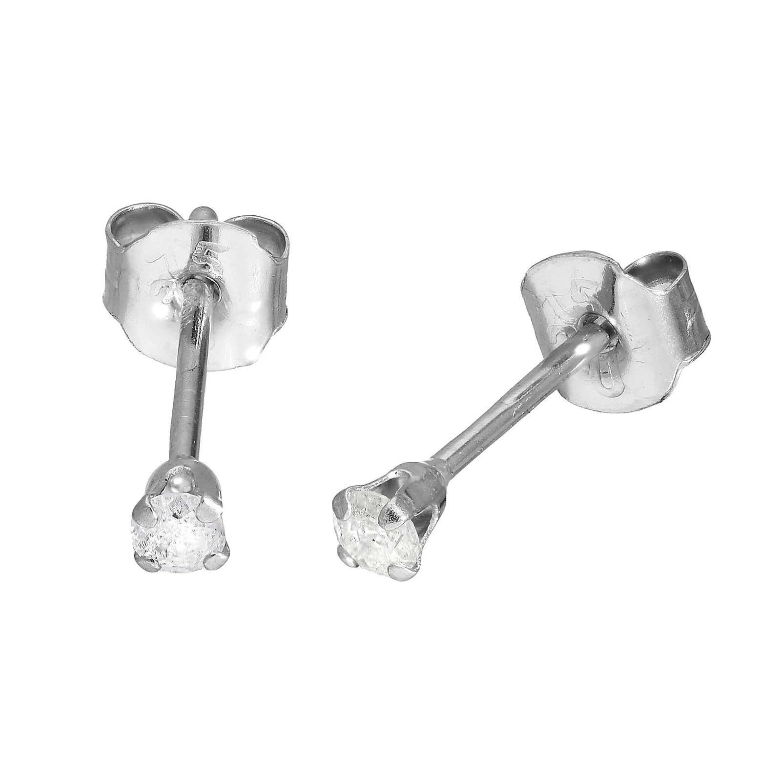 Real 375 9ct White Gold & Genuine Diamond Stud Earrings Diamonds Jewels Gems