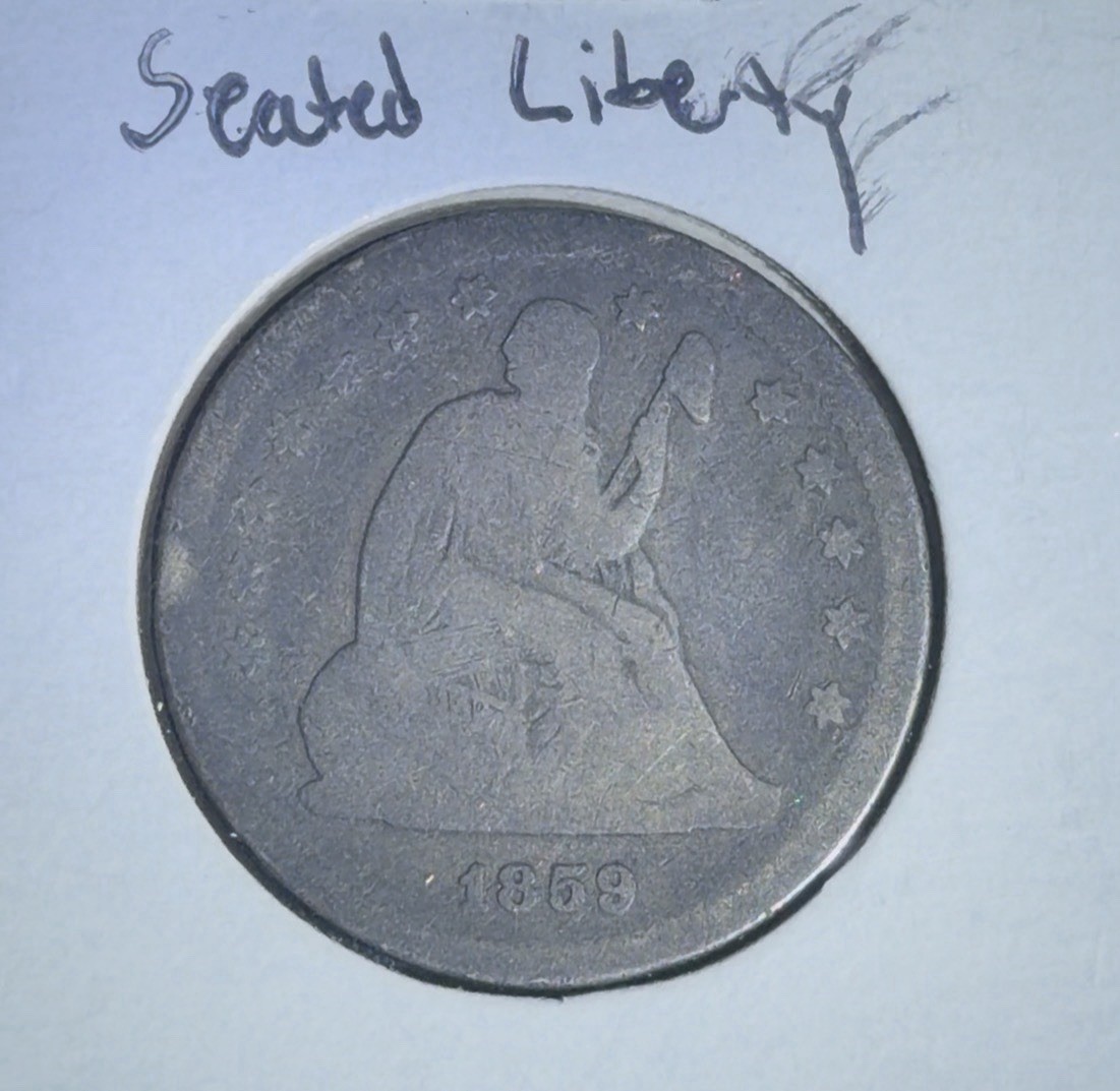 1859 P Seated Liberty Quarter- Fine -