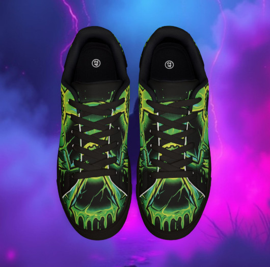 Men\'s Low-Top Eu. Leather Sneakers (Eu 42/ US 8.5/UK 8) — Neon Green Toxic Drip