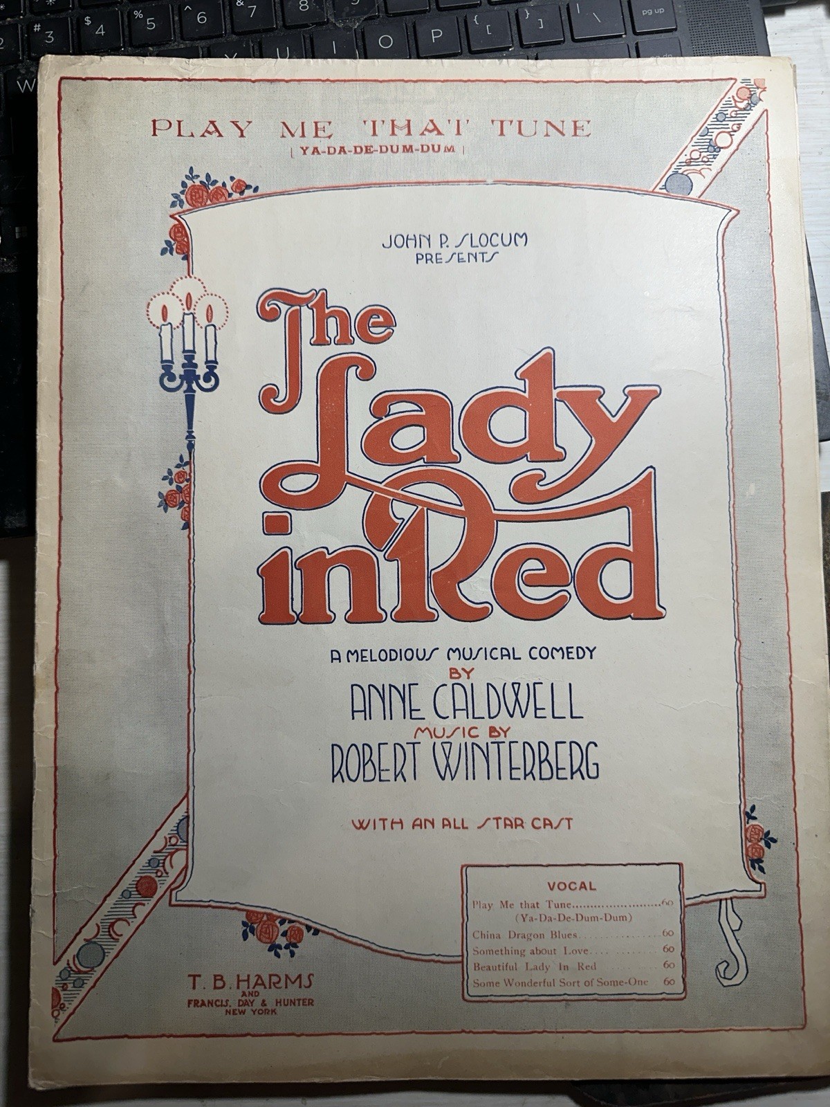 11x14 1919 Adele Rowland in Musical Revue sheet music THE LADY IN RED 11x14 1919 Adele Rowland in Musical Revue sheet music THE LADY IN RED