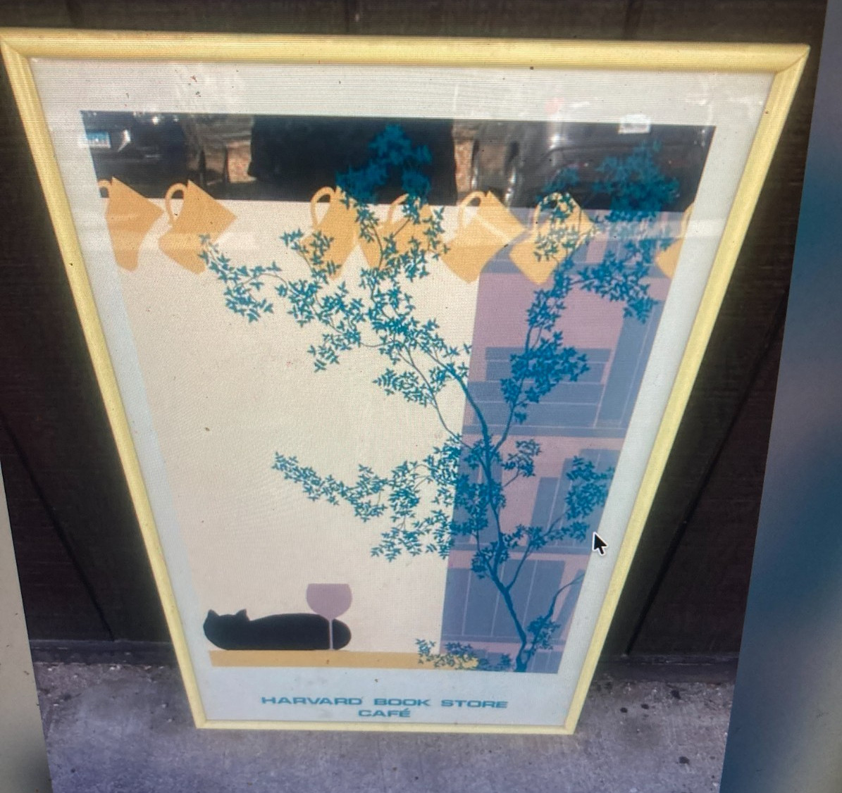 VTG Harvard University bookstore cafe  FRAMED poster mid century Rare