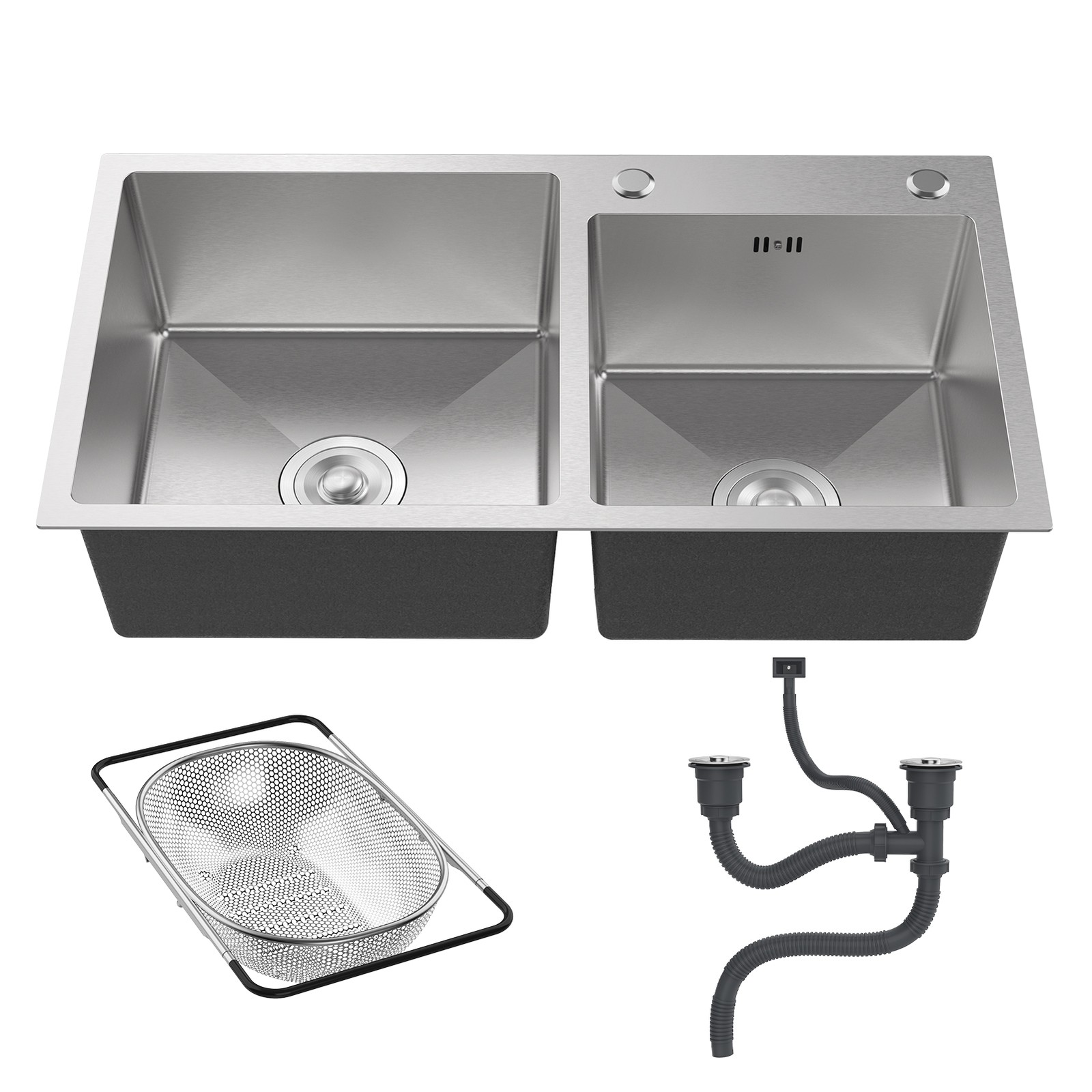 Top Mount/Drop-in Stainless Steel Double Basin Kitchen Sink 30.7x16.9 Inch