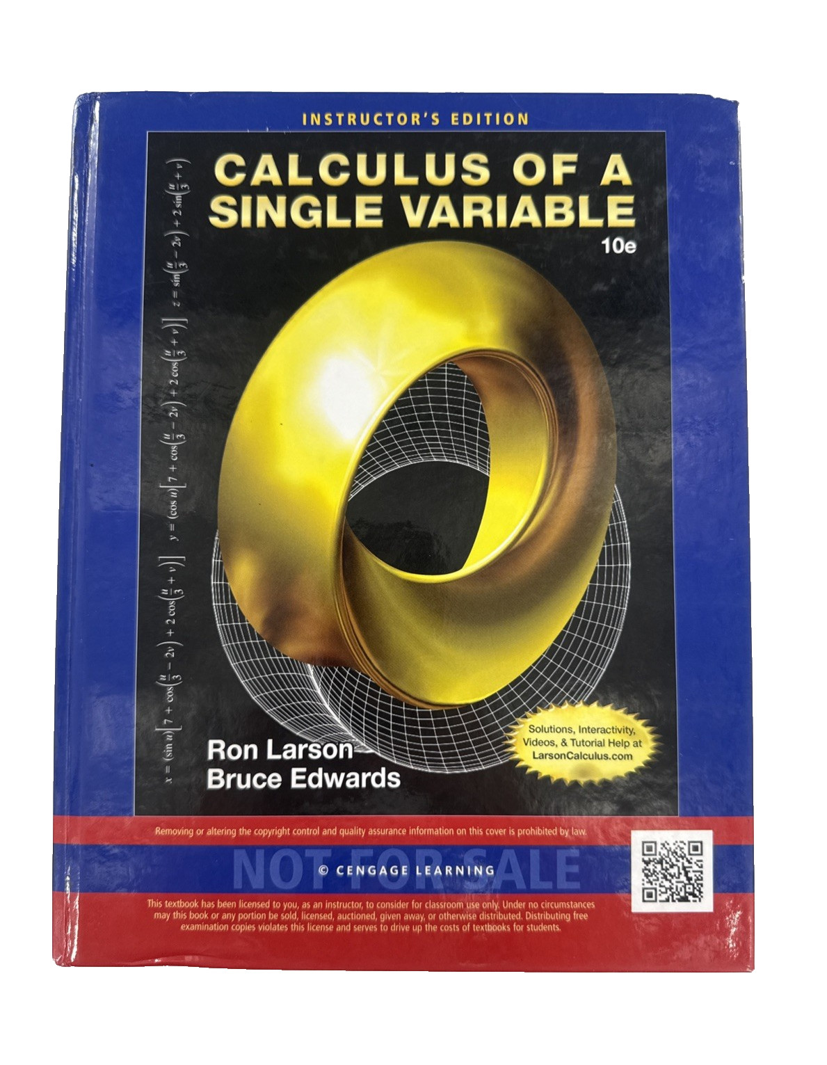 Calculus Of A Single Variable 10 Ron Larson, Bruce Edwards Instructors Edition
