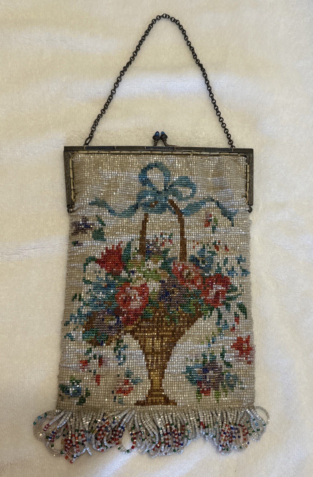 Antique Micro-Beaded HAND BAG Purse Beaded Art Deco Evening Bag Floral Rose Antique Micro-Beaded HAND BAG Purse Beaded Art Deco Evening Bag Floral Rose