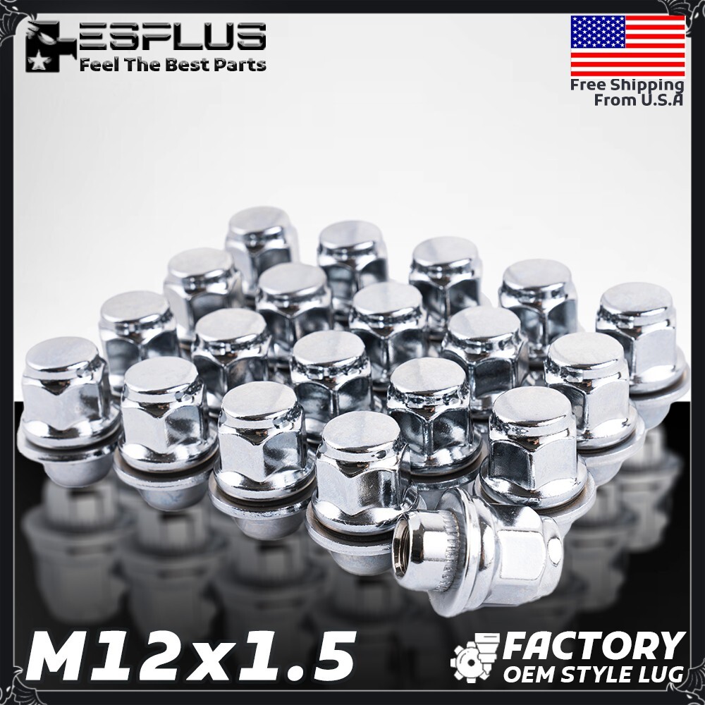 16 Pc Chrome M12x1.5 OEM Mag Washer Lug Nut Fit Toyota 4-Lug Corolla/Prius/Yaris