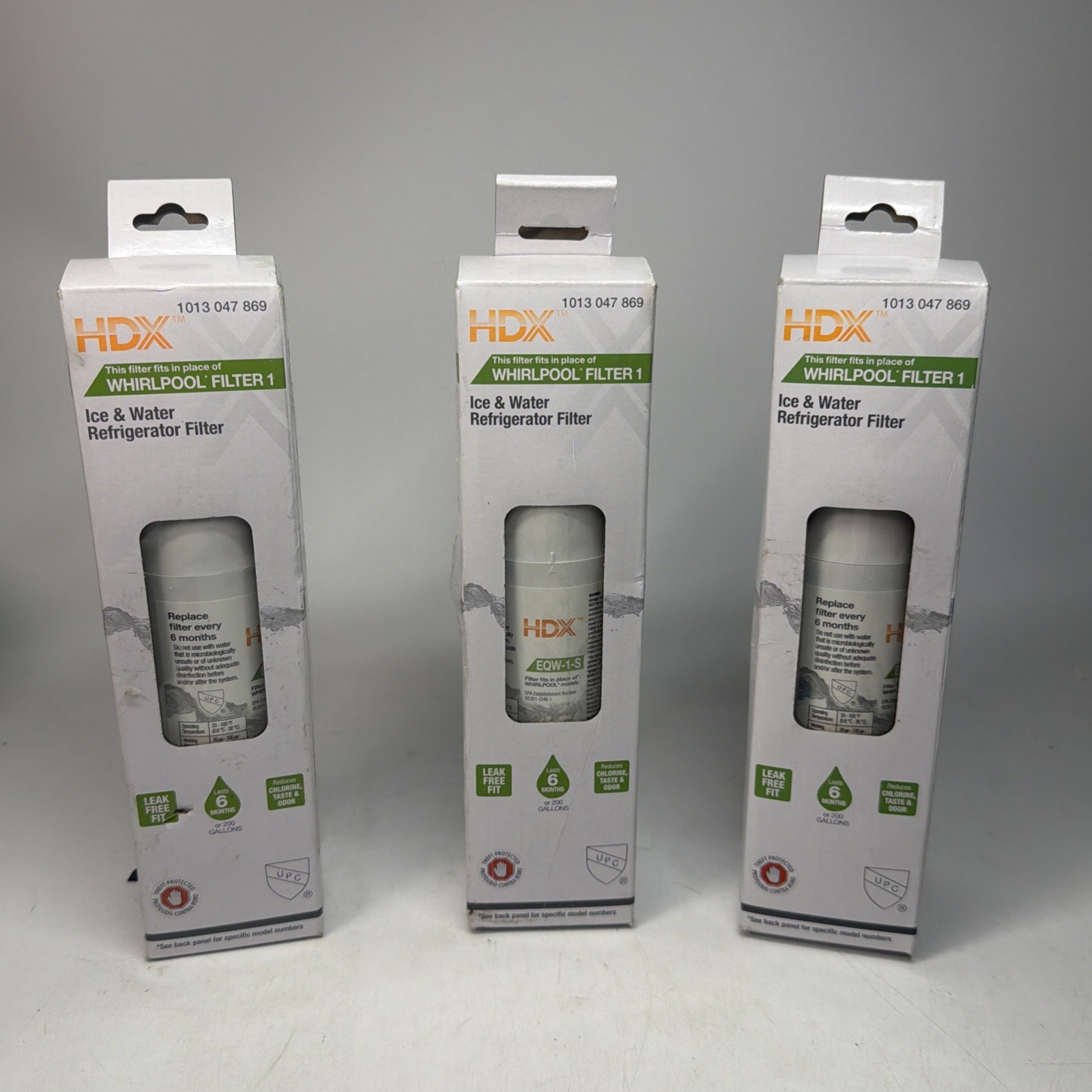 (3) HDX EQW-1-S Standard Refrigerator Water Filter Replacement For Whirlpool Eve