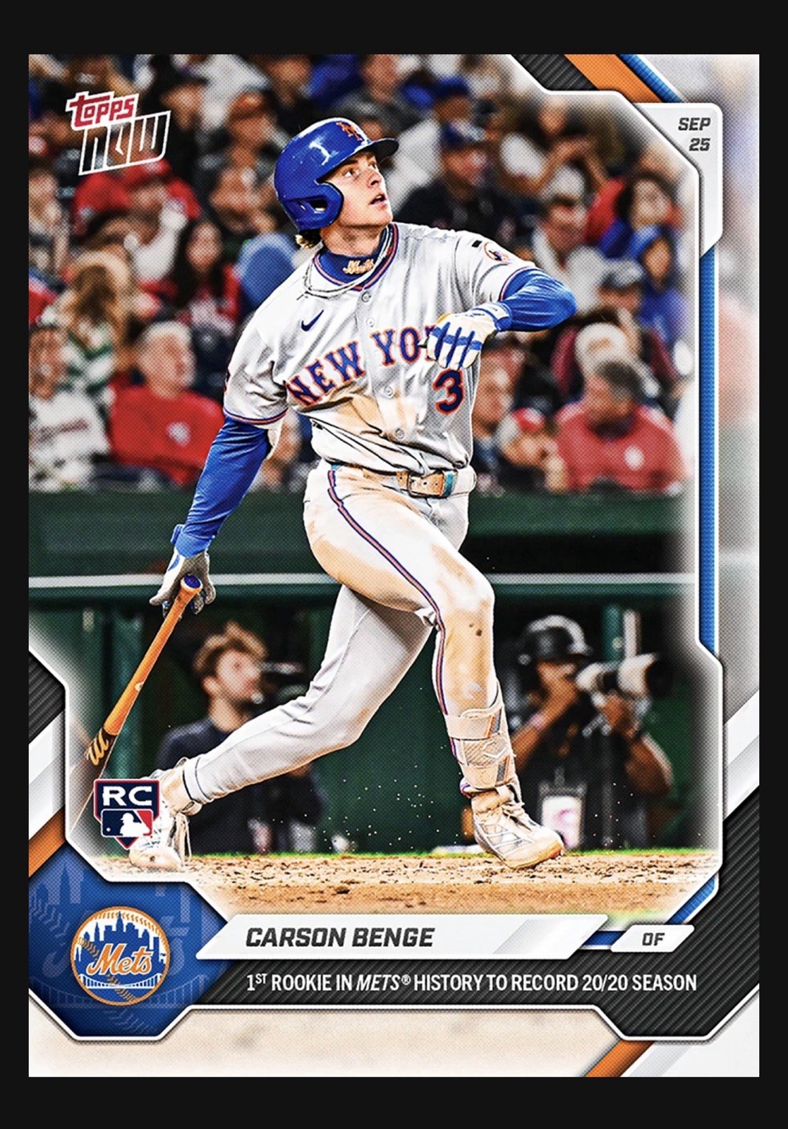 Carson Benge - 2026 MLB Topps NOW® - Card 725 Presale NEW YORK METS