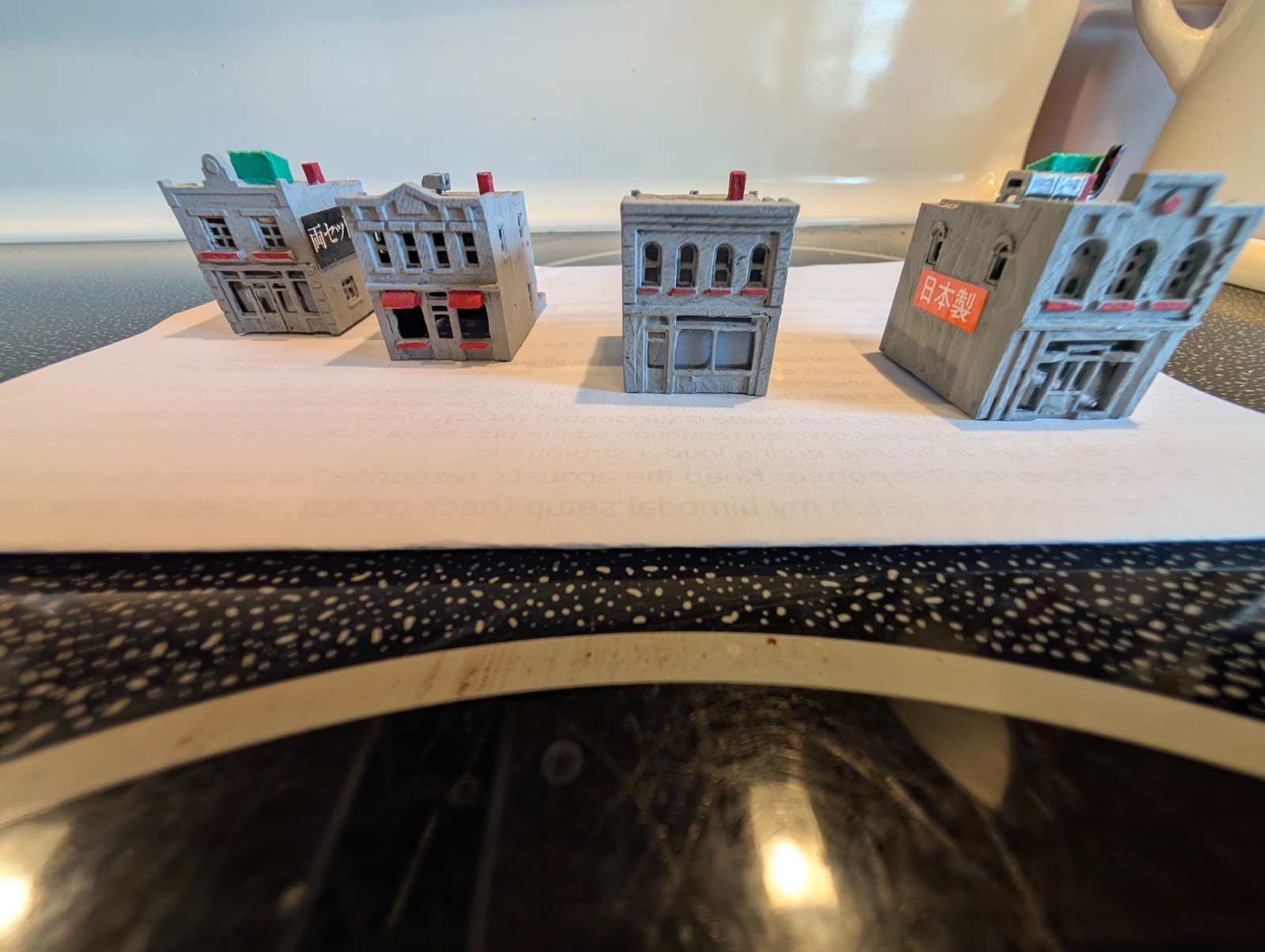 Z SCALE Set of FOUR mid 50\'s Houses, Hand painted and Weathered
