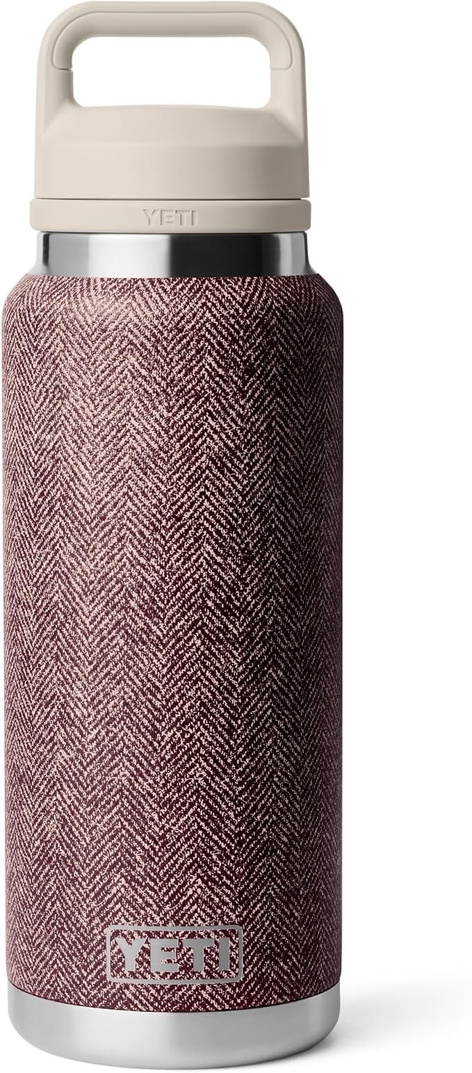 New - YETI 36 oz Rambler Chug Water Bottle - Riverhead Red - Textured
