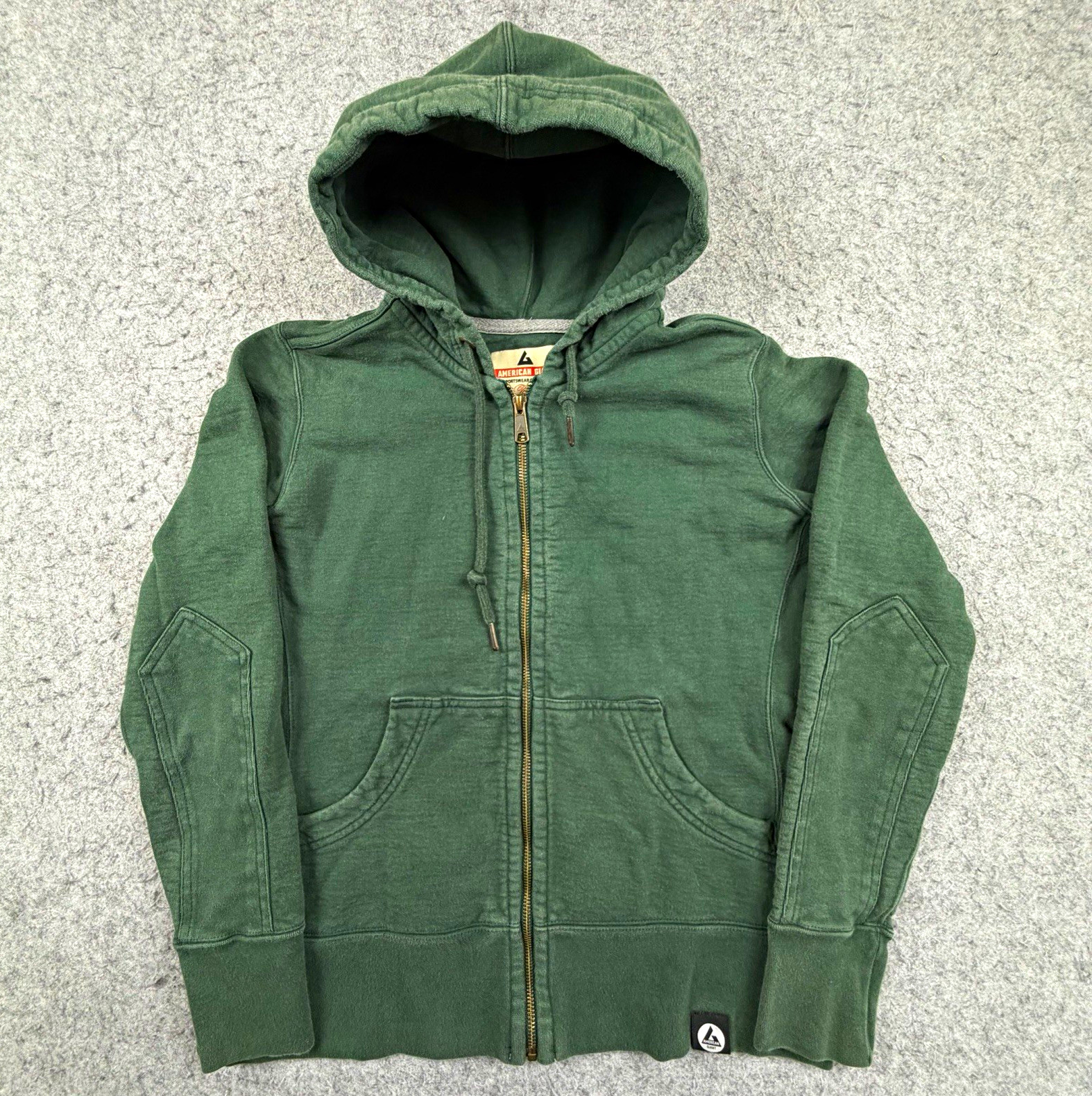 American Giant Women\'s Green Full Zip Hooded Hoodie w/ Pockets M Cotton Fleece