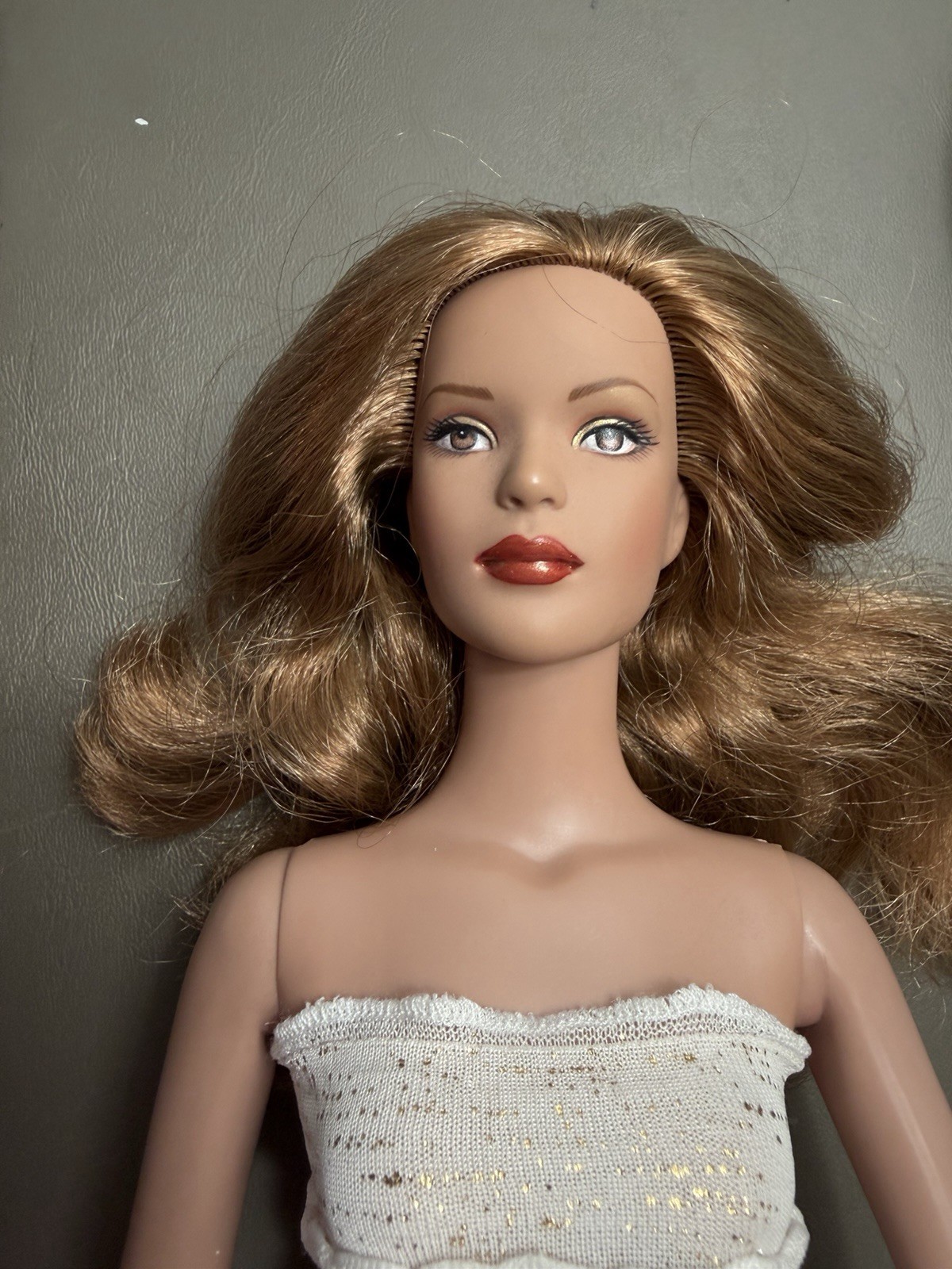 TONNER TYLER DOLL, REDRESSED, BENT WRISTS, 16 INCHES TALL, HAS SHOULDER CRACKS