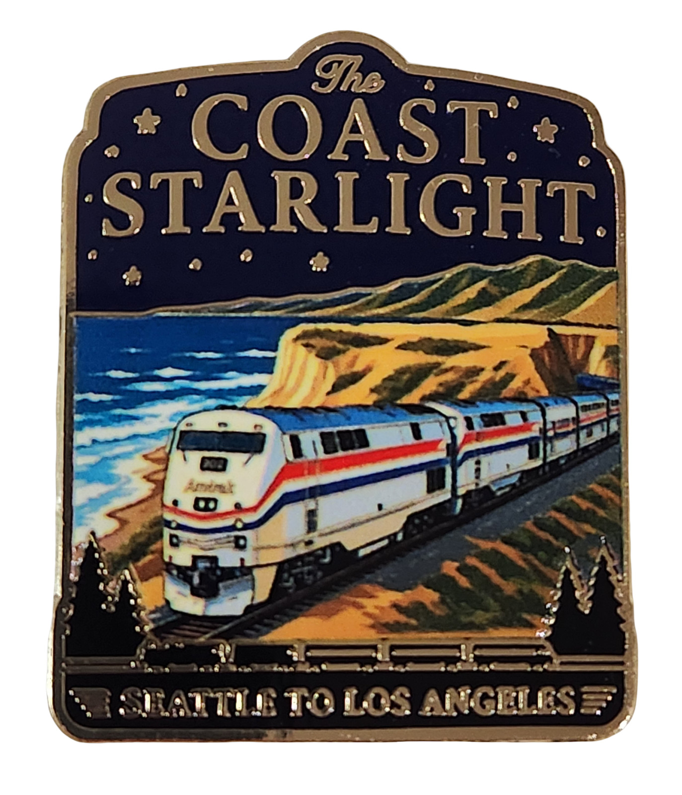 Amtrak Coast Starlight Route– Southbound Edition Collector Enamel Pin SEA to LA