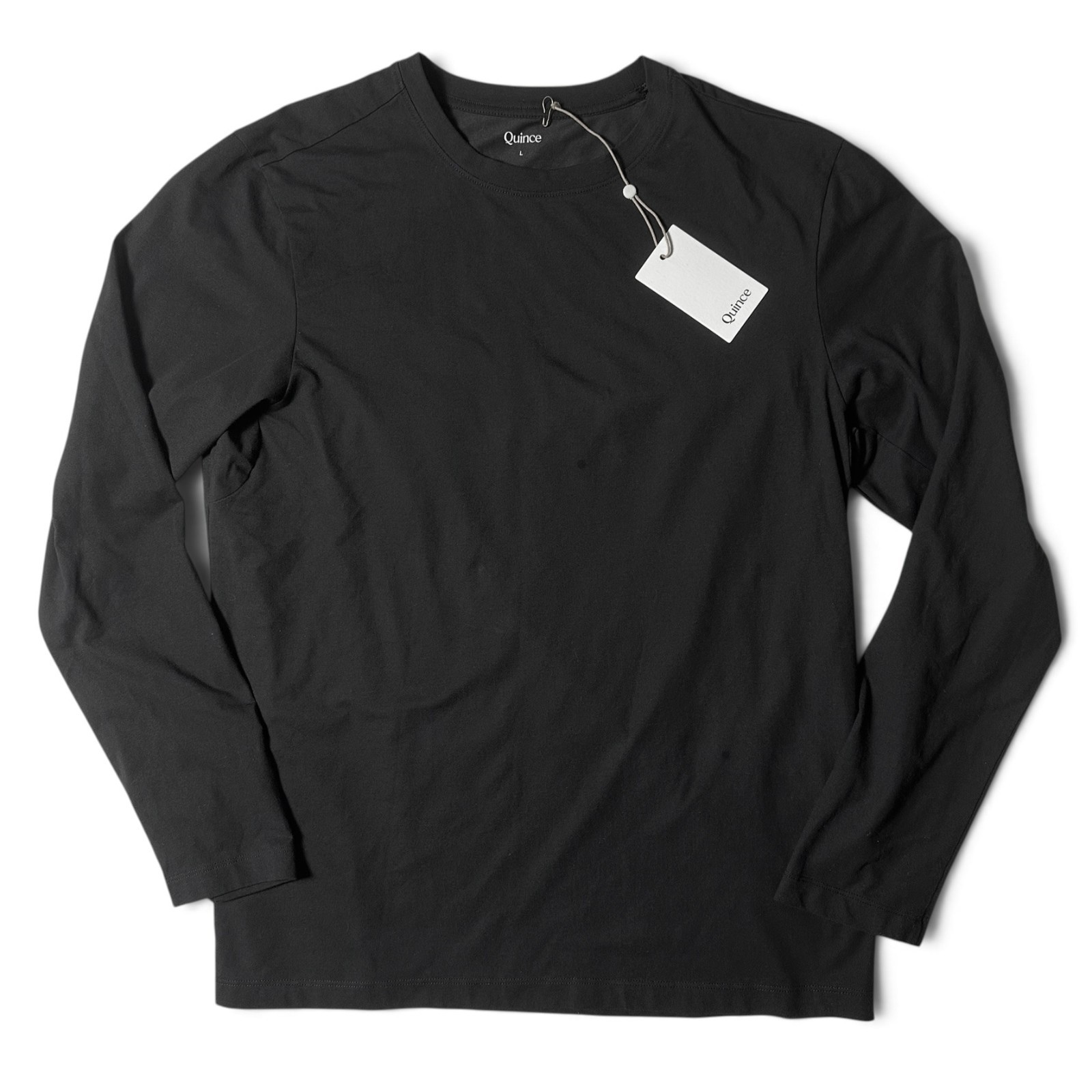 Quince Allday Performance Long Sleeve Tee Mens Size L Black Moisture Wicking NWT