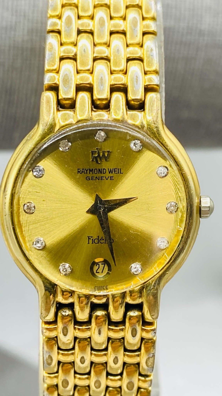 Ladie Vintage Raymond Weil 18k Gold Electroplated Geneve Fidelio 4702 32mm Watch