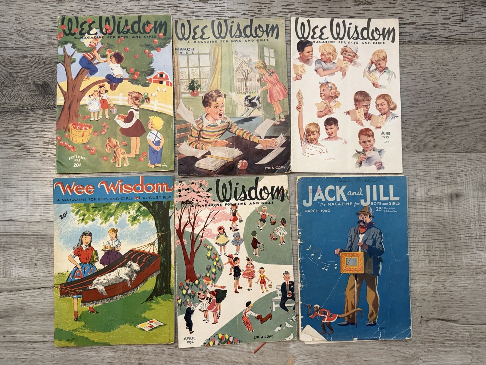 Vintage Children’s Magazines Lot of 6 Wee Wisdom Jack and Jill 1940 1950s