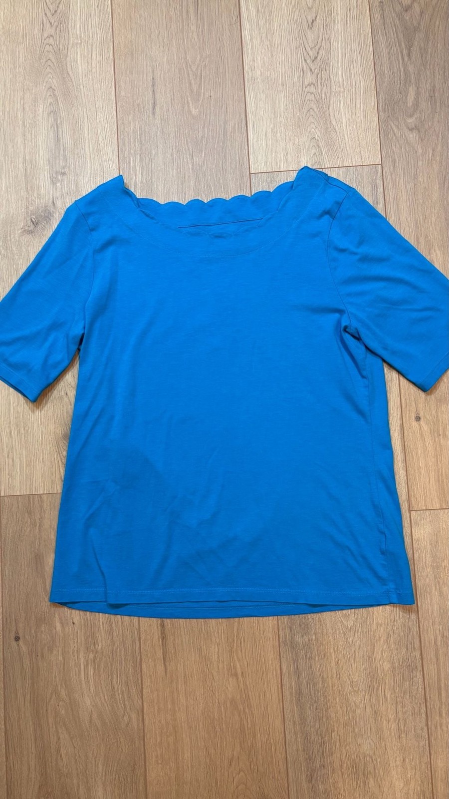 Talbots Scallop Neck Tee Size M Blue Pima Cotton Talbots Scallop Neck Tee Size M Blue Pima Cotton