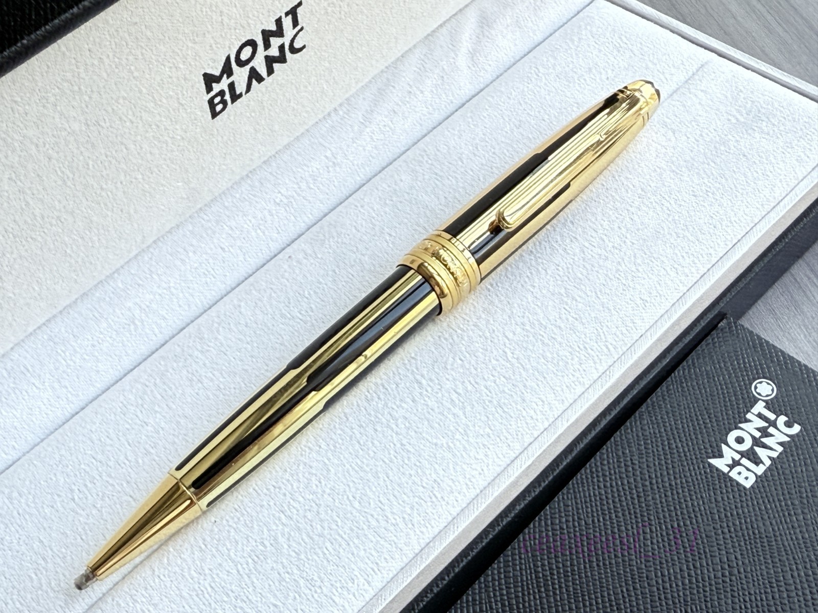 Montblanc meisterstack mb164 Black Gold Glacier Ballpoint Pen New With Box