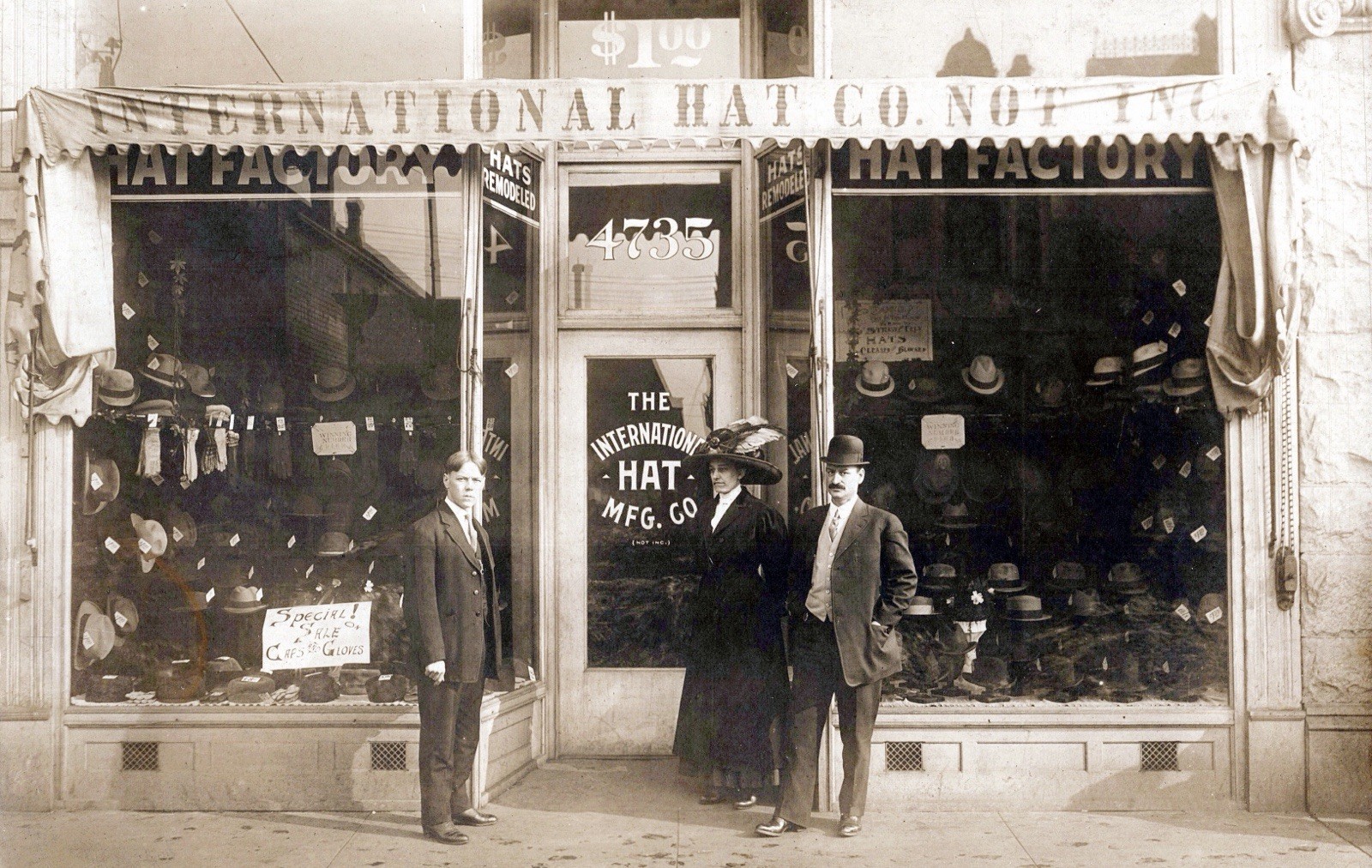 RPPC International Hat Mfg. Co. Hat Factory Storefront Real Photo Postcard