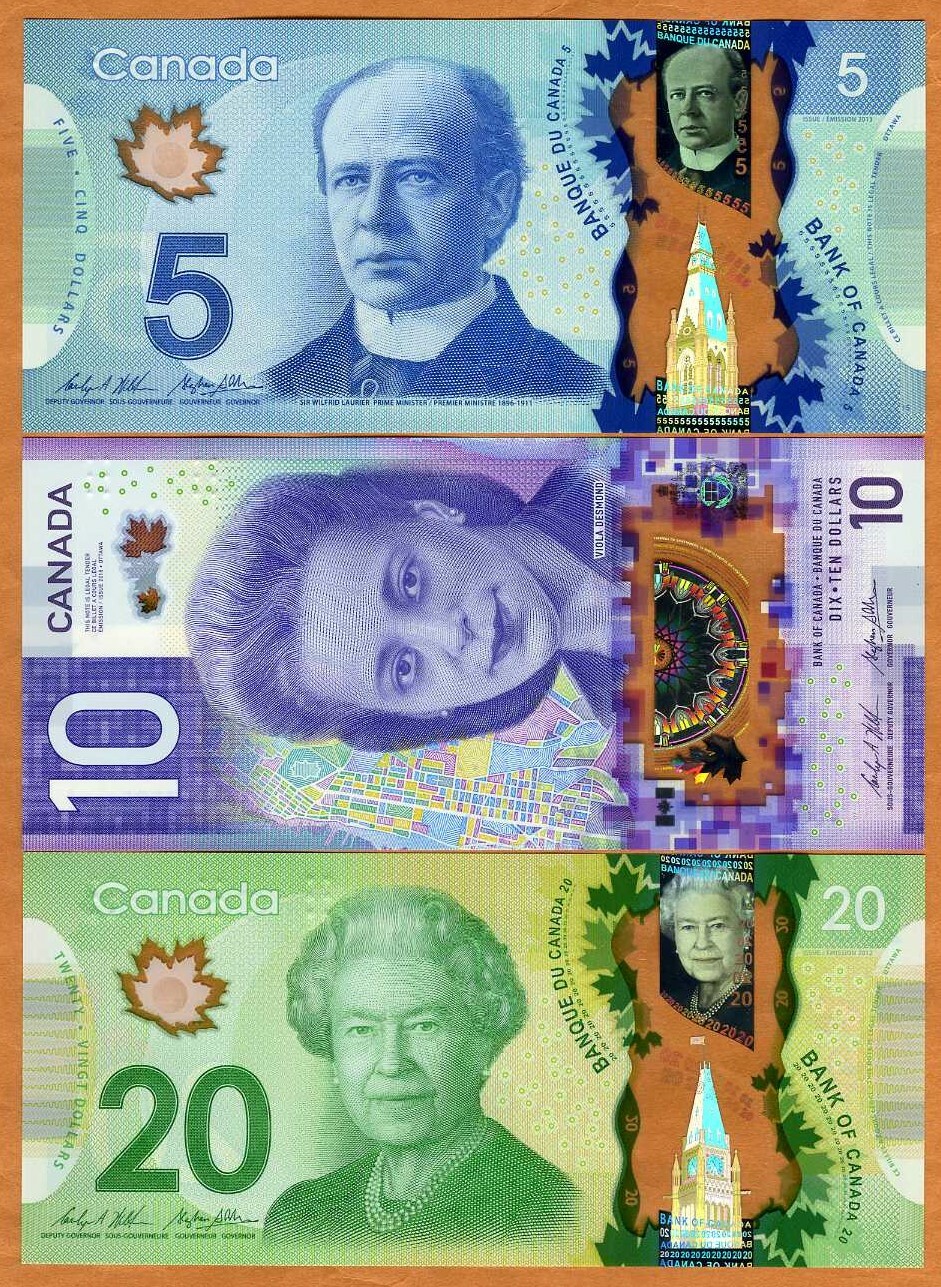 Set Bank of Canada, $5;10;20 2012-2018, Polymer, P-106-108-113, UNC