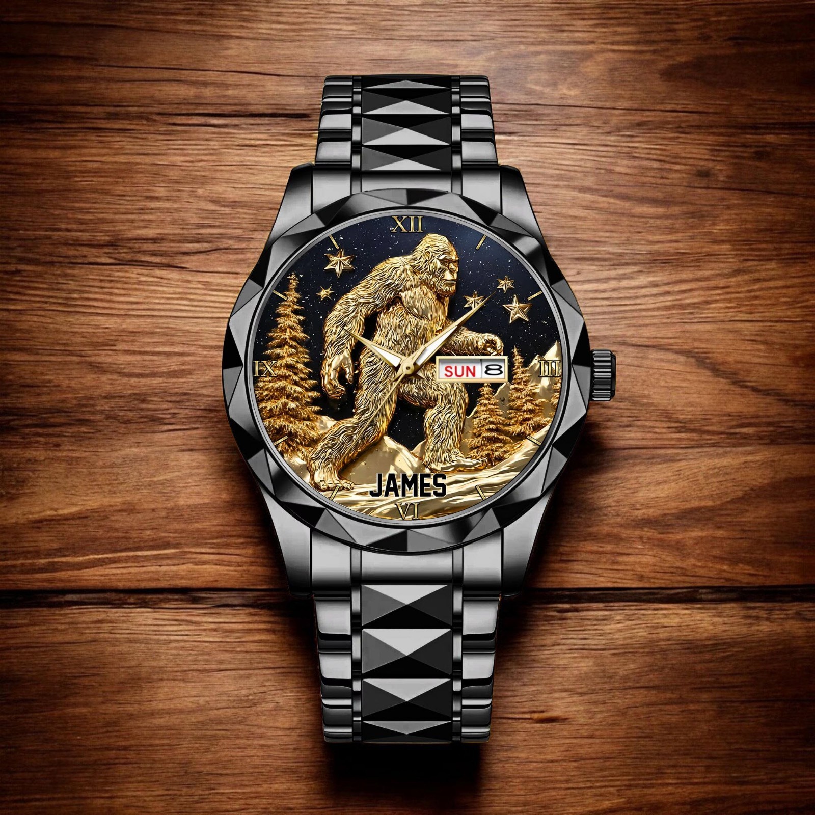 Personalized Bigfoot Mens Watch Luxury Bigfoot Gift Dad Grandpa Husband Birthday