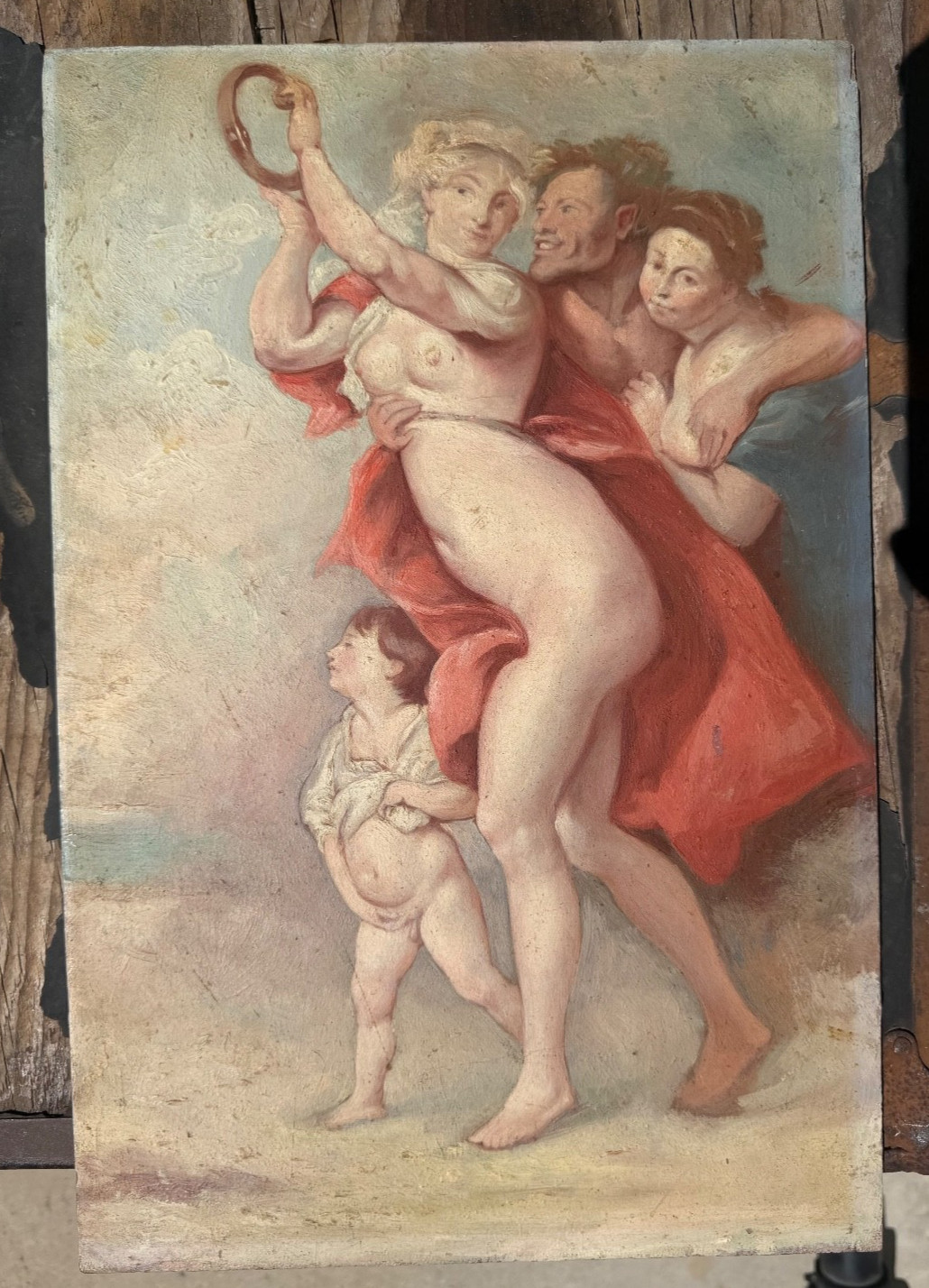 Old Master antique Flemish painting oak panel after  Peter Paul Rubens