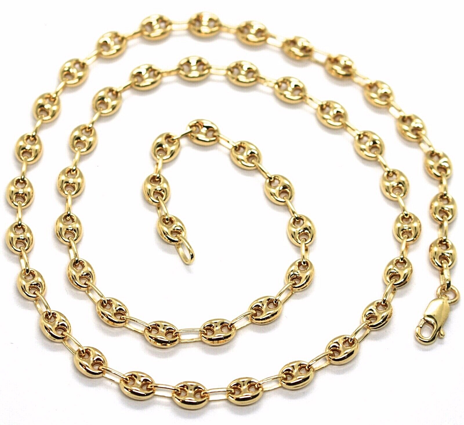 MASSIVE 18K YELLOW GOLD BIG MARINER CHAIN 5 MM, 23.6 INCHES, ITALY MADE NECKLACE