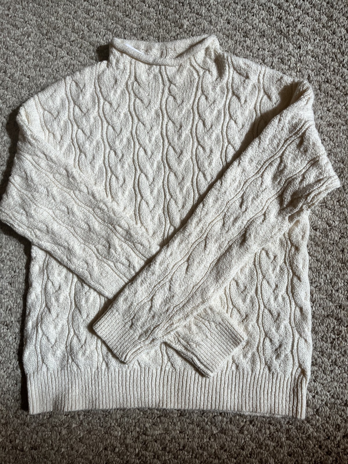 NWT J CREW Factory Cable Knit Rollneck Mock Neck Pullover Ivory Medium