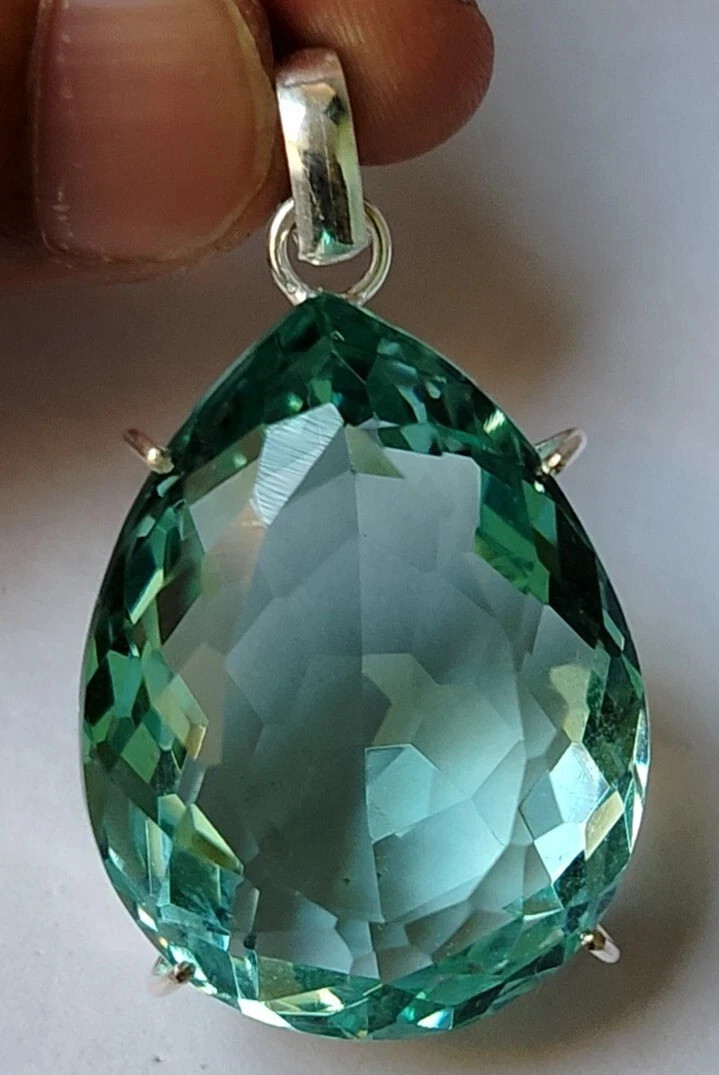 Large Aquamarine 95.25 Ct Pear Cut 925 Solid Silver Pendant Certified Gemstone