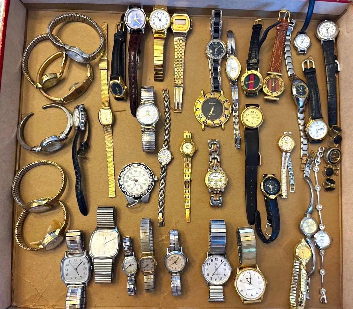 Vintage Watch Lot 40+ Pcs - 20 Japan, 3 Swiss, 1 Thailand Movt Parts Repair