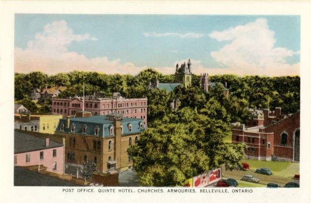 Post Office Quinte Hotel Churches Armouries Belleville Ontario 1940 Old Photo