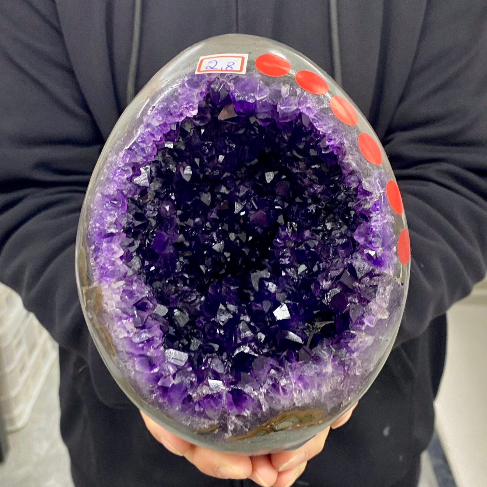 6.15LB High quality Natural Amethyst geode quartz crystal Dinosaur egg healing