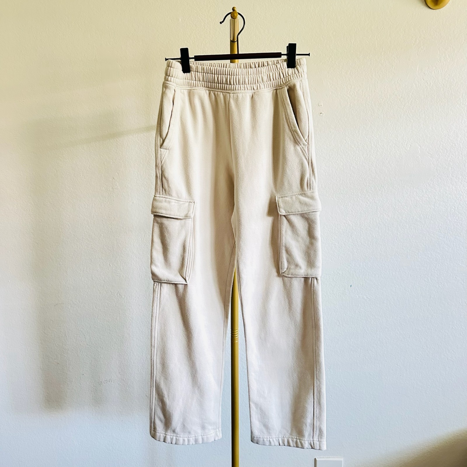 GAP Kids Cream Cargo Sweatpants Fleece Jogger Size XL 14-16