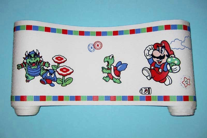 Vintage 1989 Nintendo Super Mario Bros Kids Game Room Border NES Wallpaper — NOS