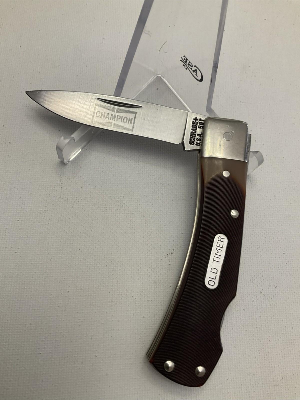 Vintage Schrade/Old Timer USA 5 OT Single Blade Lockback Brown Sawcut 3 3/4”clsd