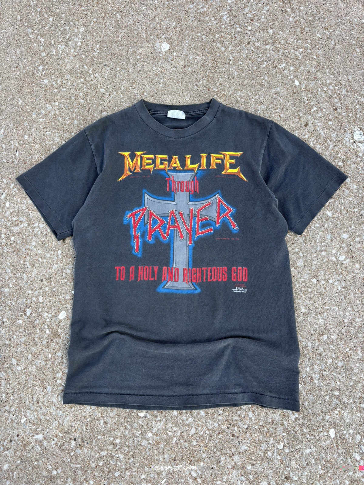 VTG Late 80s Megalife Through Prayer Jesus Tee Size L Megadeath