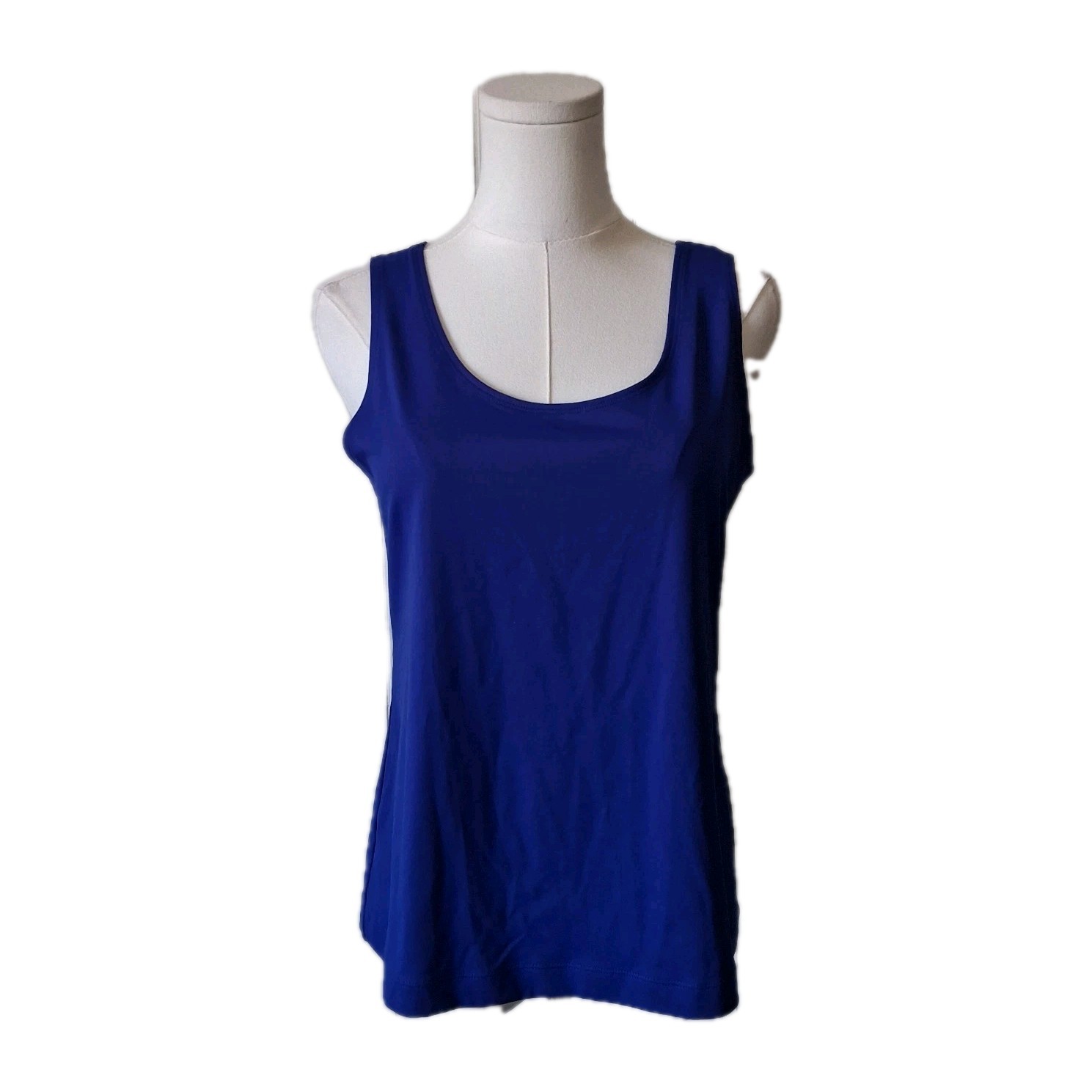 Chico’s Tank Top Women’s 1 Royal Blue Nylon Stretch U Neck Sleeveless Minimalist