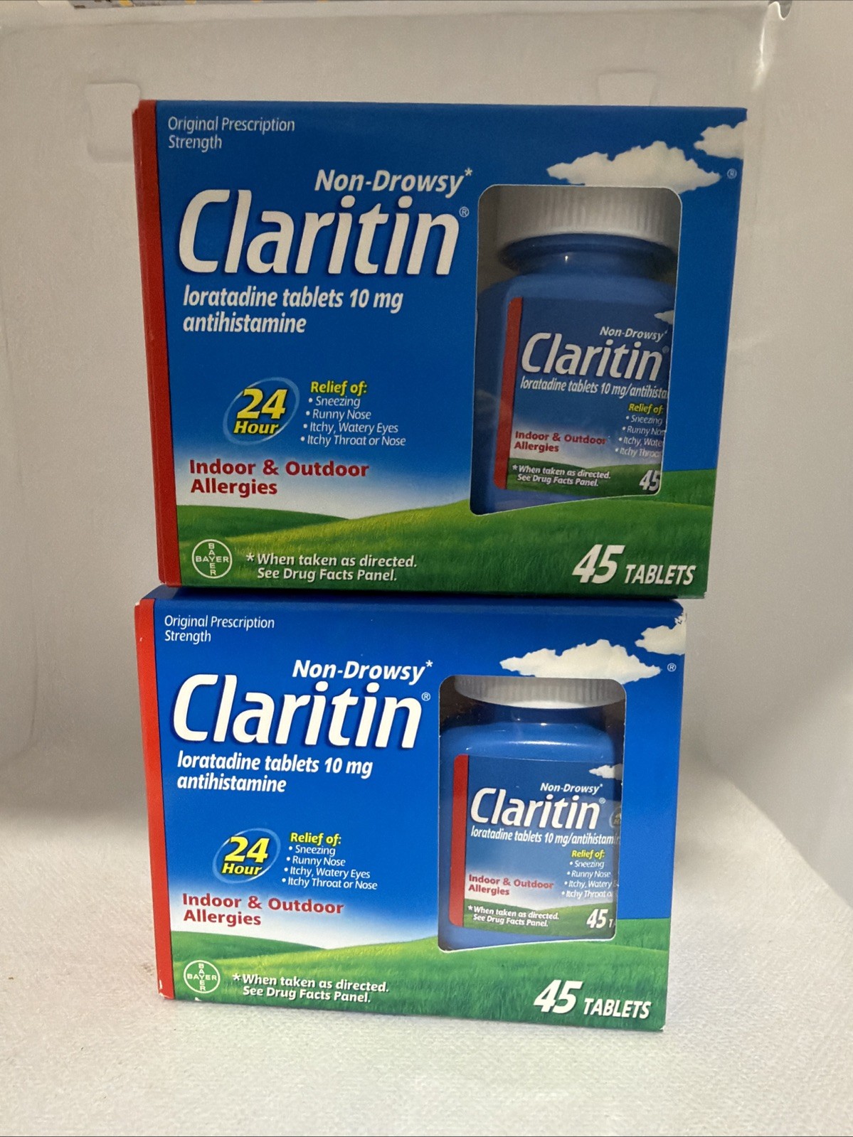 2x Claritin 24 Hour Allergy 10mg Tablets 45 Count Each 90 Total Exp 02/27 2x Claritin 24 Hour Allergy 10mg Tablets 45 Count Each 90 Total Exp 02/27