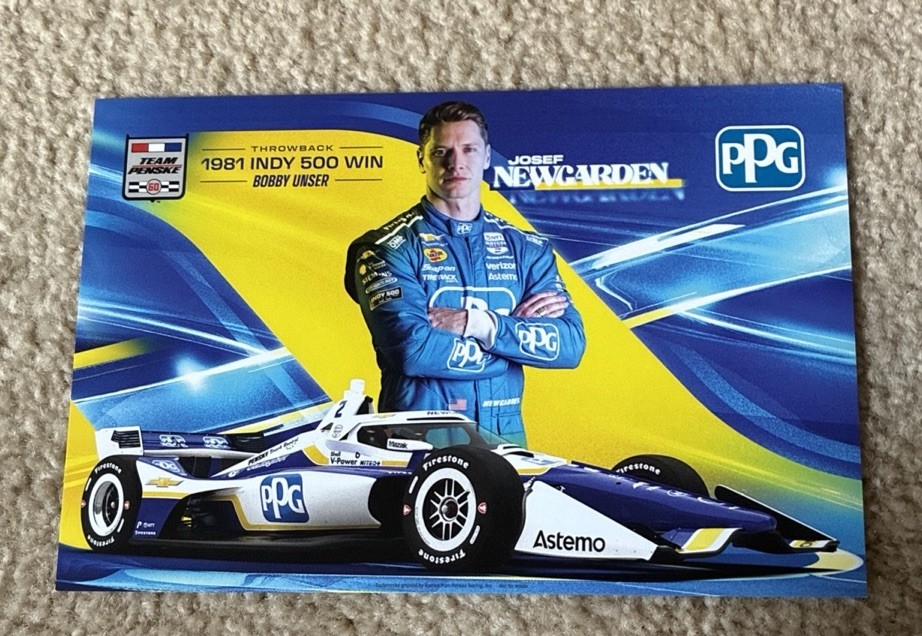Indy Car Driver #2 Josef Newgarden PPG Throwback B. Unser 2026 Postcard