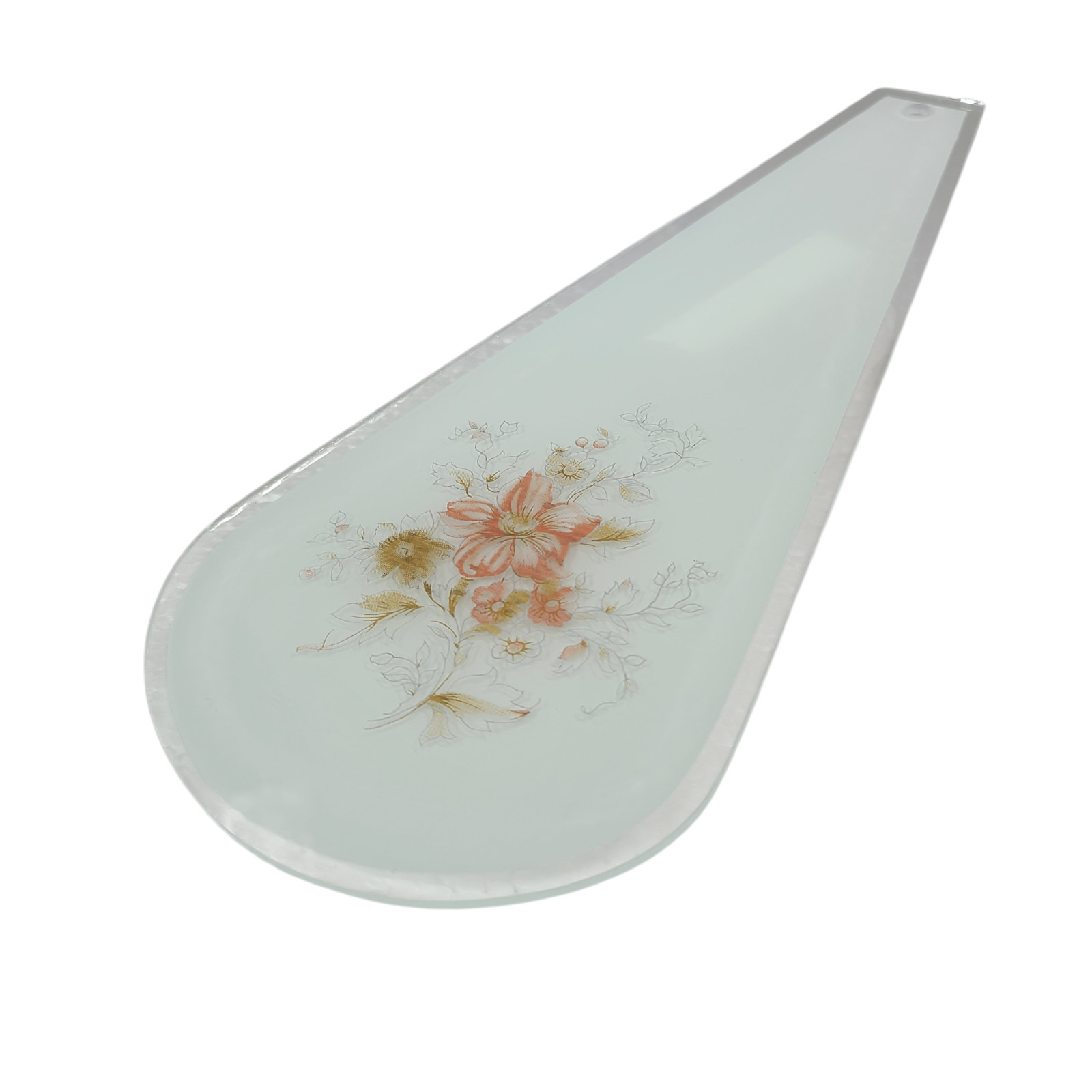 Vintage Touch Lamp Glass Panel Replacement Red Flower Floral Mid Century Modern